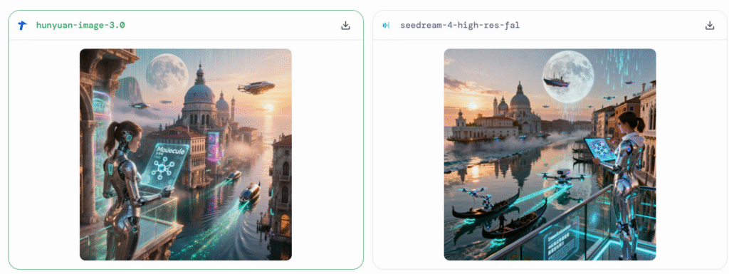hunyuan ai vs seedream 4