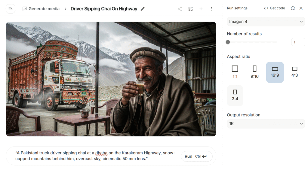 A Pakistani truck driver sipping chai at a dhaba